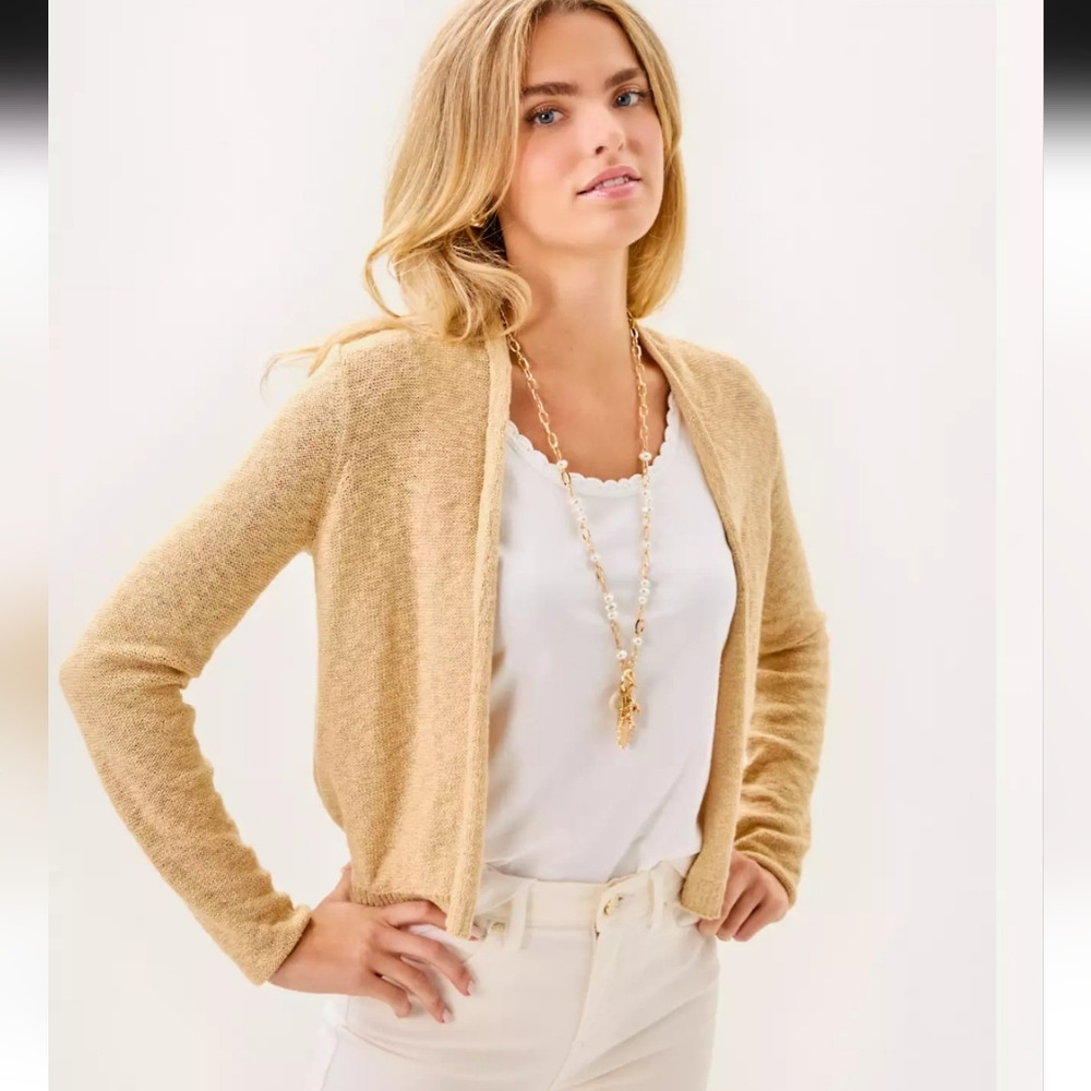 Lily Pulitzer gold shimmer cardigan